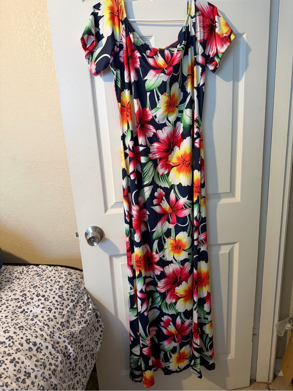 Source Unknown Navy Maxi Dress with Bright Floral Print